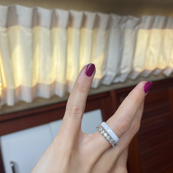 Kendall Jenner Ring Stack Eternity Ring and White Enamel Ring - Picture 12 of 12